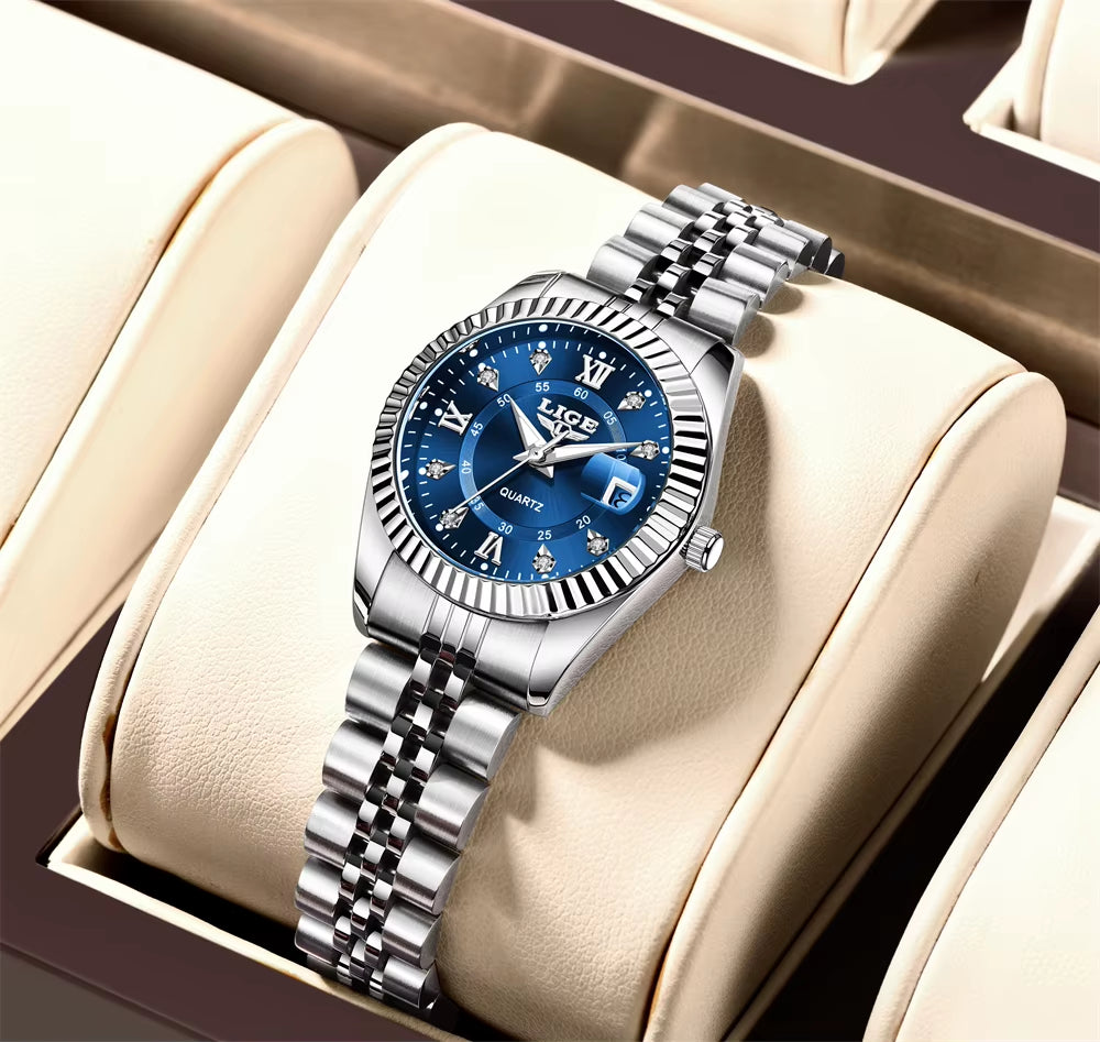Fashion Woman Watch Stainless Steel Waterproof Auto Date Elegant Ladies Wristwatch Luxury Original Quartz Watch for Women