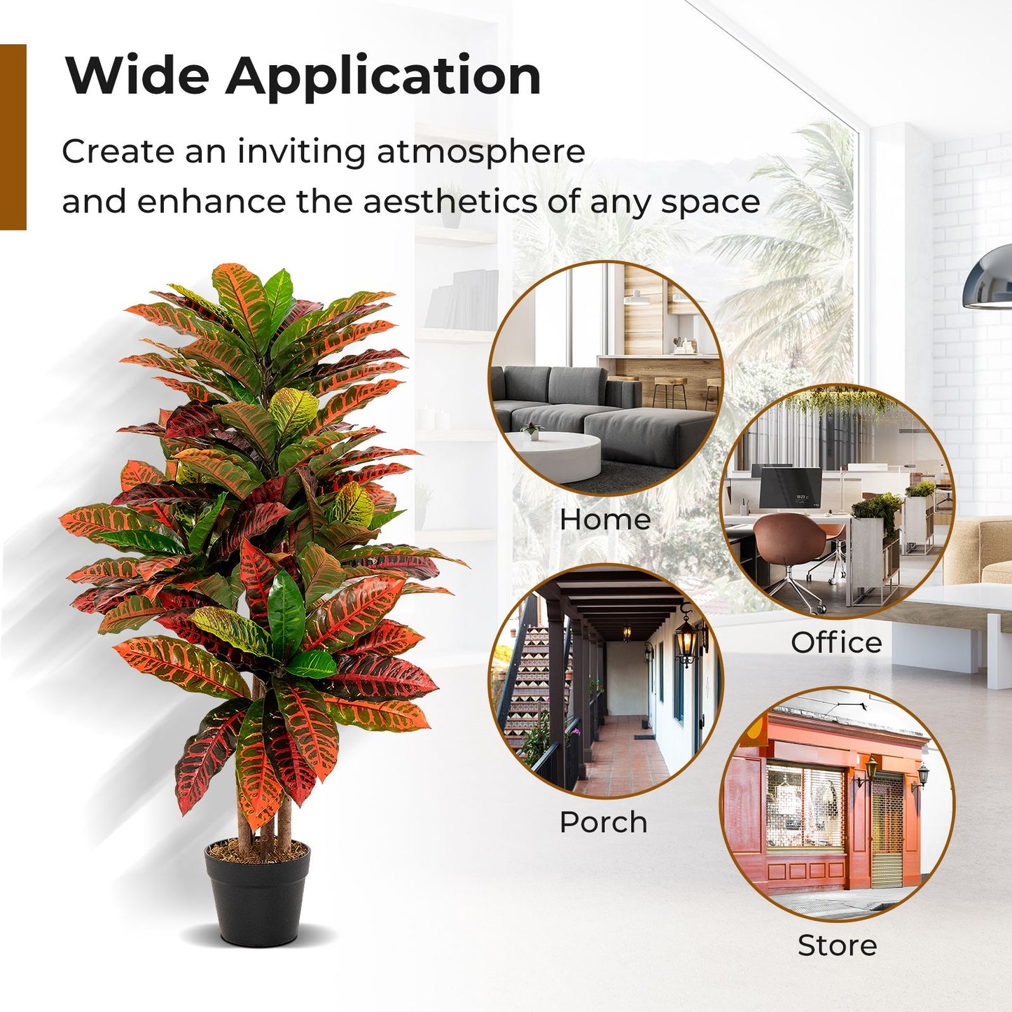 Artificial Croton Palm Tree