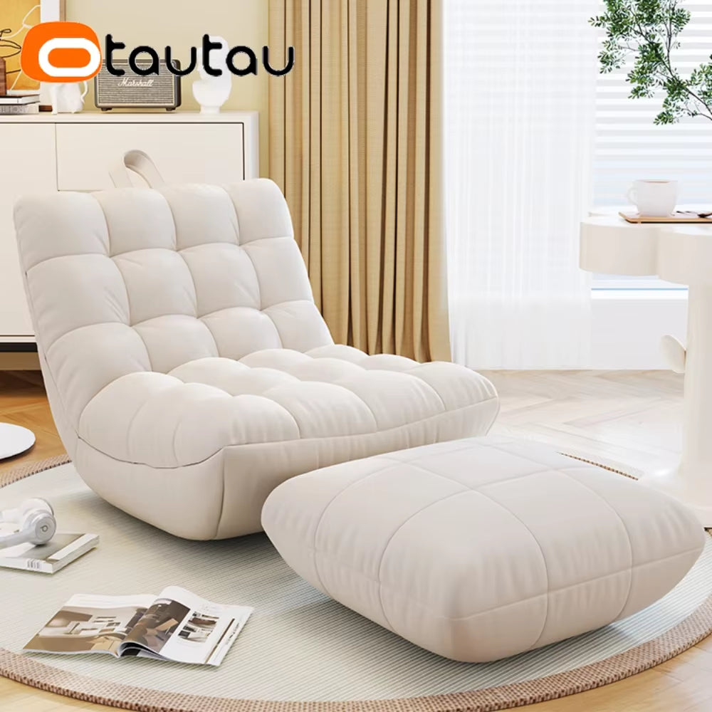 Bean Bag Lounger Cover without Filler Floor Seat Lazy Sofa Bed Couch Beanbag Sac with Footrest Stool Ottoman SF024