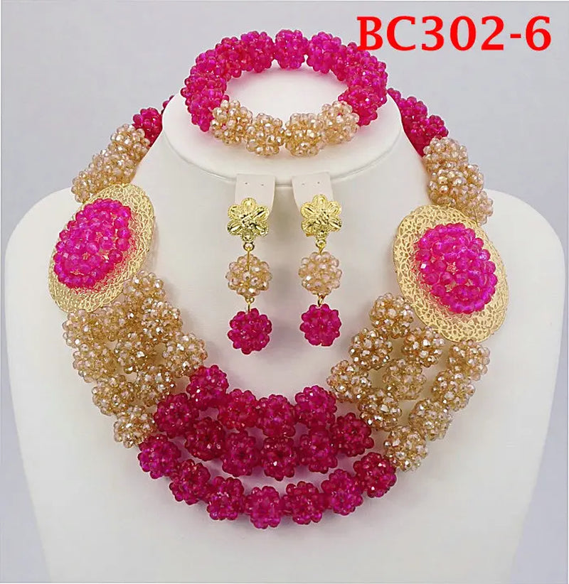 African Coral Bead Jewelry Set for Weddings - Nigerian-Inspired Collection