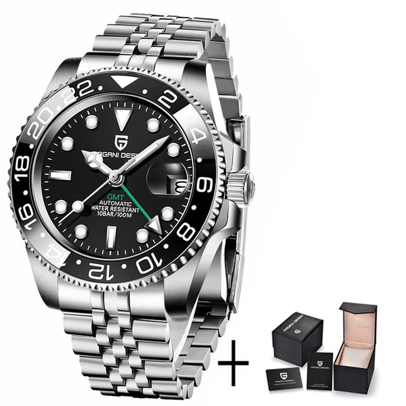 Top Brand Men Mechanical Wristwatches Luxurys Ceramic Bezel GMT Watches Automatic 100M Waterproof Watch for Men