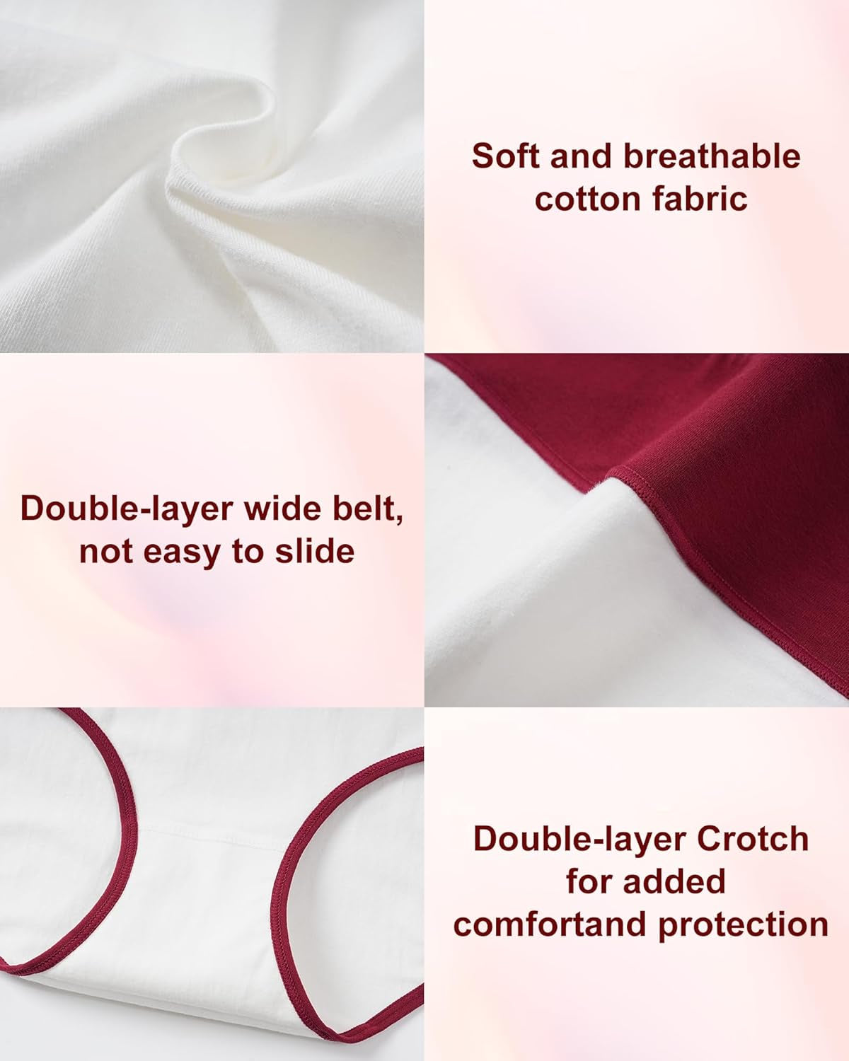 Underwear Women Cotton High Waisted Knickers Briefs Ladies Slips Hipster Soft Breathable Comfortable Panties Underpants Multipack 5 Pack(S-Xxl)