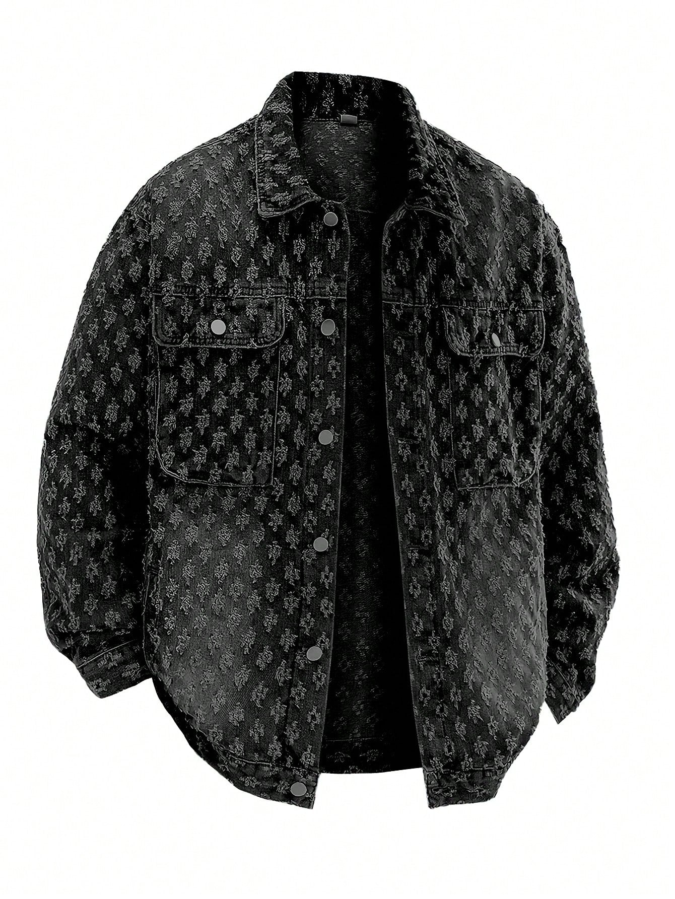 Men'S Retro Streetwear Fashion American Style Floral Print Denim Jacket, & Niche