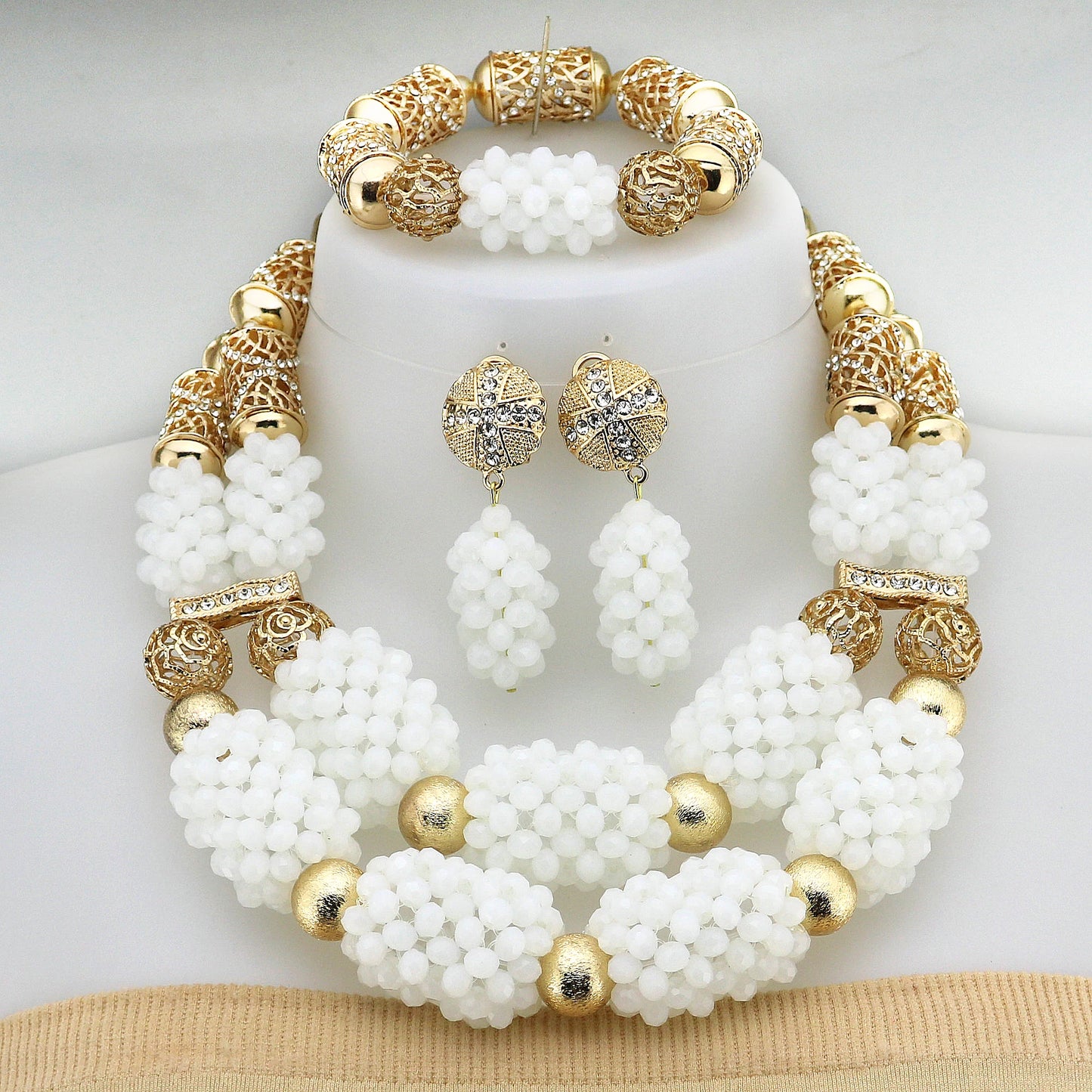 African Crystal Glass Jewelry Set - Elegant Nigerian Bridal Gift for Women - Perfect for Parties and Weddings