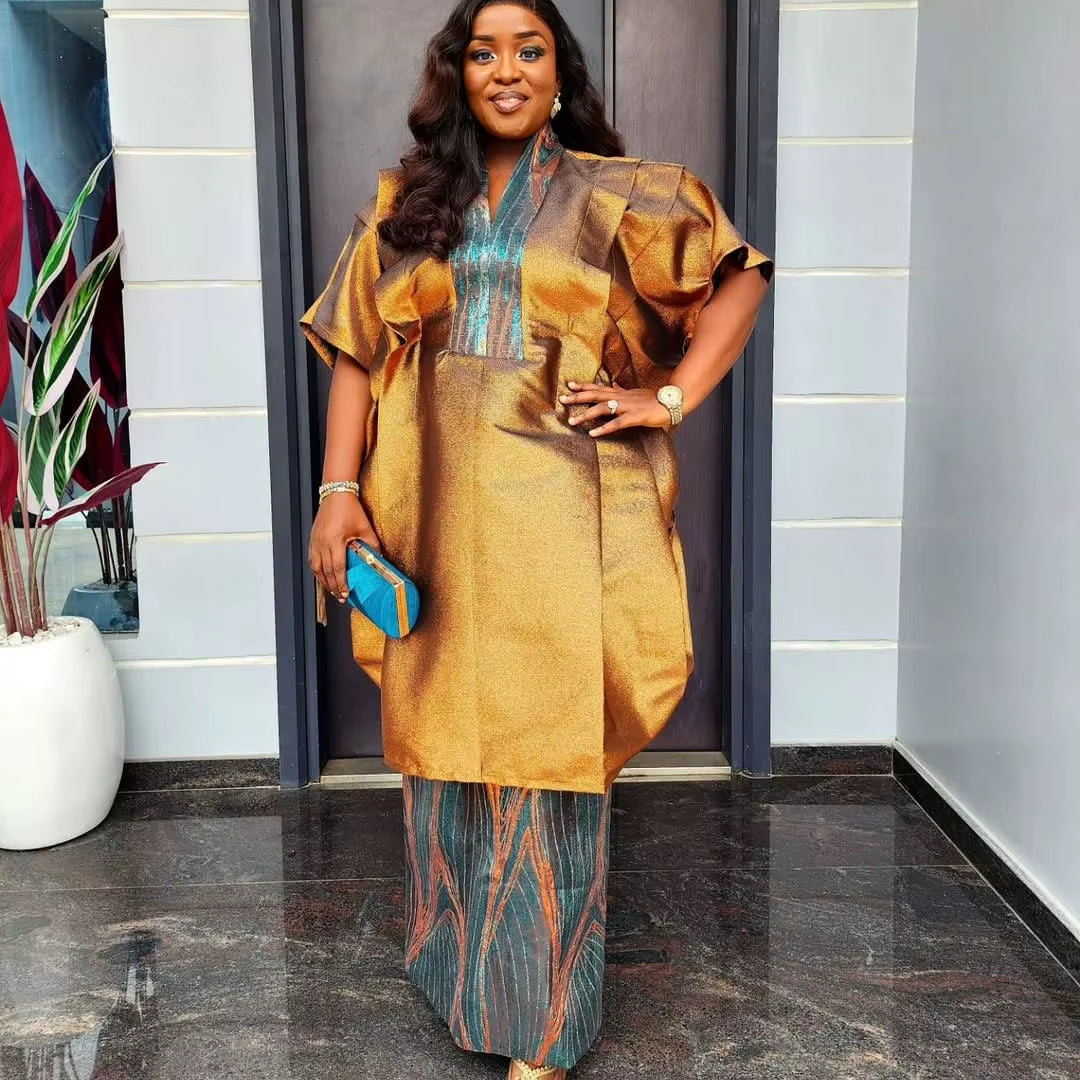 African Clothes for Women 2 PCS Sets Tops and Skirts Suits Dashiki Ankara Turkey Outfits Gown plus Size Wedding Party Dresses