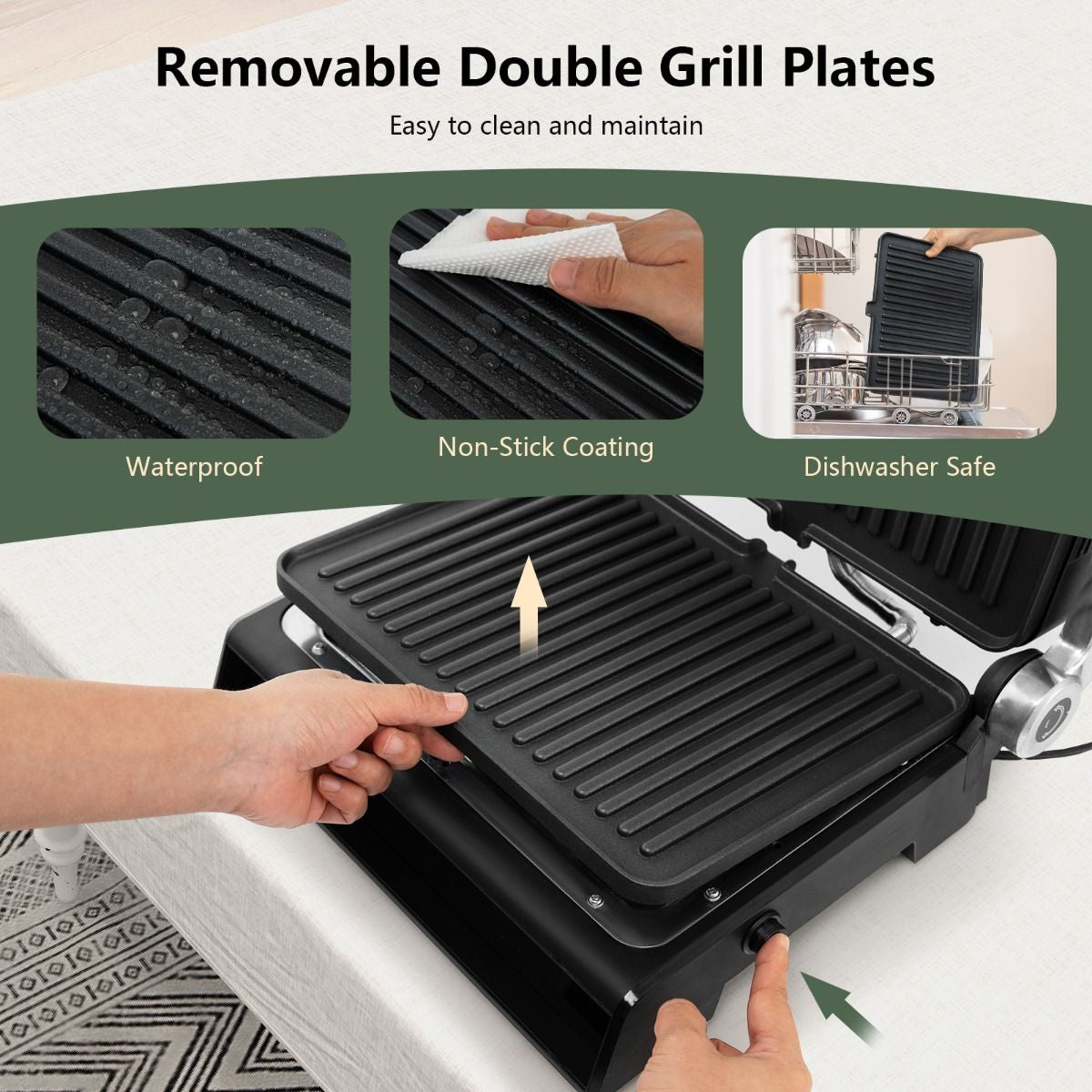 1200W Adjustable Temperature Non-Stick Electric Grill