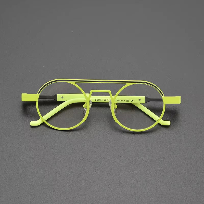 Color High-Quality Ultra-Light Pure Titanium round Glasses Frame Retro Fashion Travel Leisure Niche Anti-Blue Optical Glasses