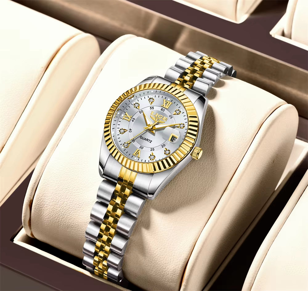 Fashion Woman Watch Stainless Steel Waterproof Auto Date Elegant Ladies Wristwatch Luxury Original Quartz Watch for Women