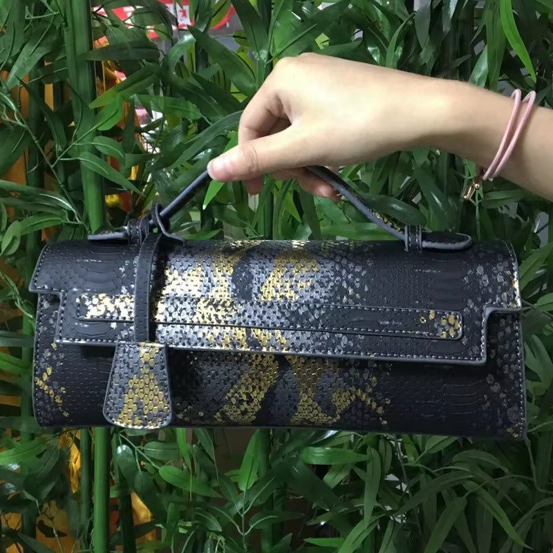 Hot Brand Design Ostrich/Snake Print Women Bag Handbag Ladies Handbags Fashion Luxury Brands Women'S Long Handbags Shoulder Bags