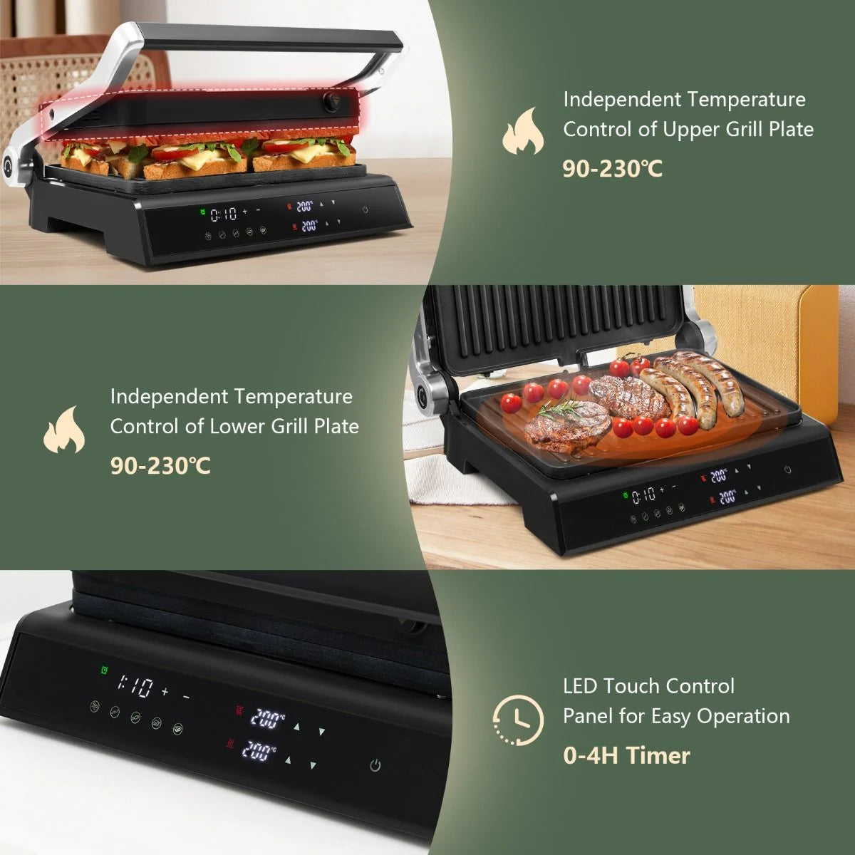 1200W Adjustable Temperature Non-Stick Electric Grill