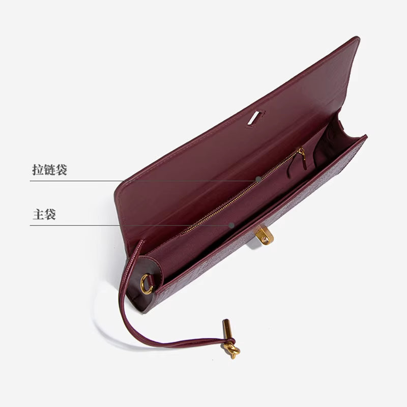 Luxury Design Top-Handle Bag for Women Evening Handbag Long Purse, Crocodile Pattern Crossbody Shoulder Bags Fashionable Outfits