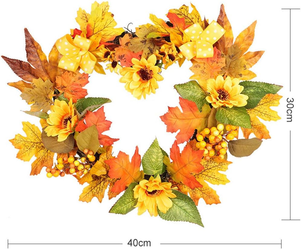Artificial Maple Leaf Berries Pumpkin Pine Cone Garland Autumn Winter Front Door Wreath Pendant Decor for Christmas Halloween