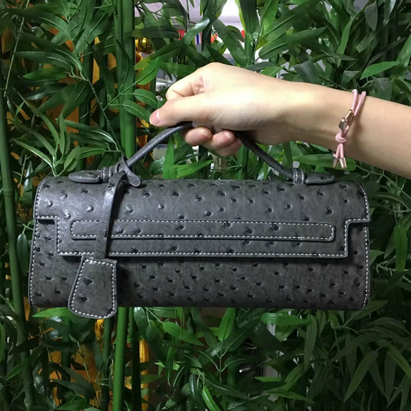 Hot Brand Design Ostrich/Snake Print Women Bag Handbag Ladies Handbags Fashion Luxury Brands Women'S Long Handbags Shoulder Bags