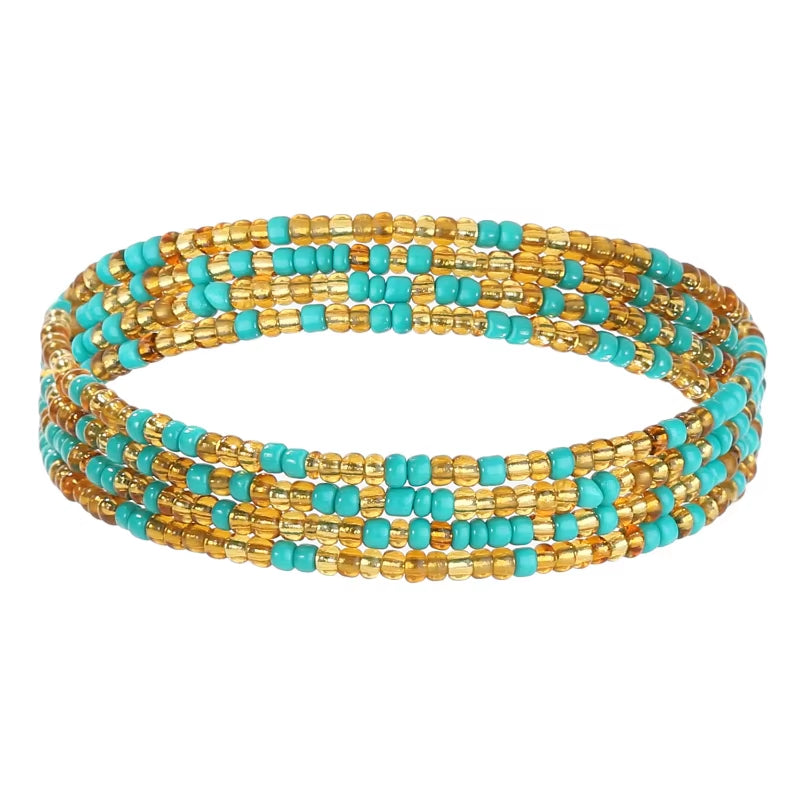 12 Pieces 50Inch Waist Beads Set Summer Handmade Colorful African Belly Bead Chain plus Size Body Jewelry Stretching Belly Chain