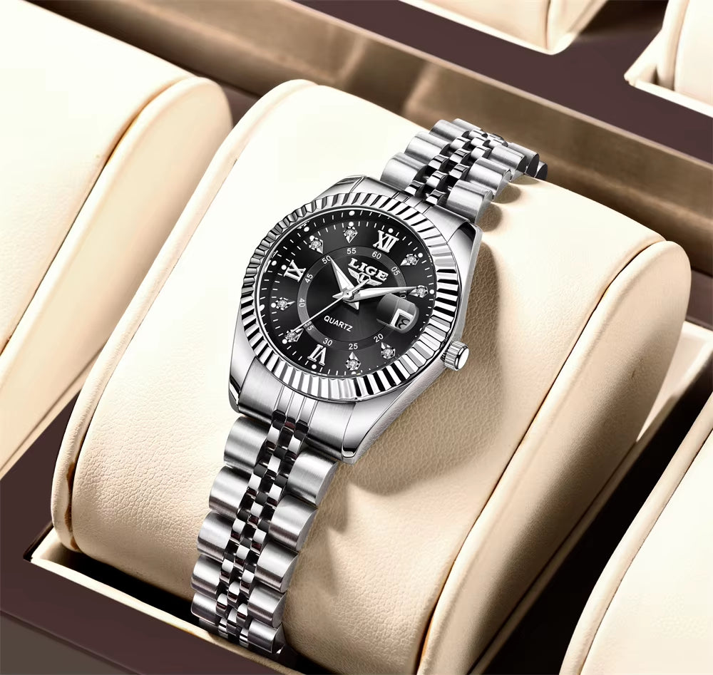 Fashion Woman Watch Stainless Steel Waterproof Auto Date Elegant Ladies Wristwatch Luxury Original Quartz Watch for Women