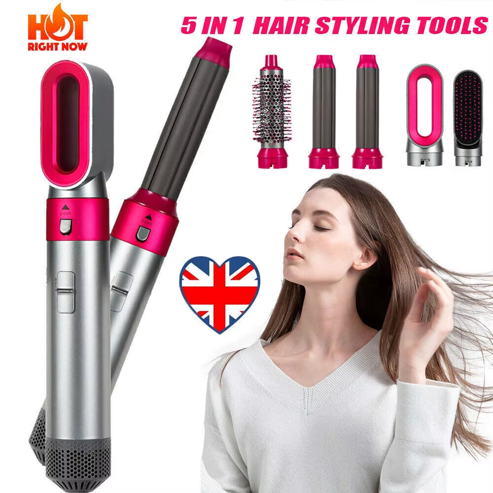 5-in-1 Professional Hair Dryer Brush and Styling Tool: Volumizer, Curler, and Straightener