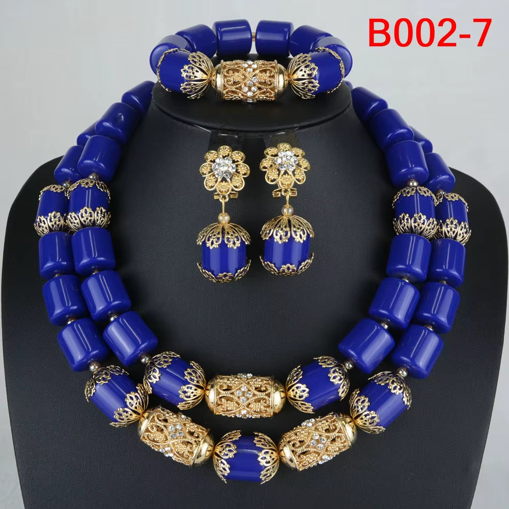 Exquisite African Coral Beads Wedding Jewelry Set for Nigerian Brides - Necklace, Bracelet, and Earrings Collection