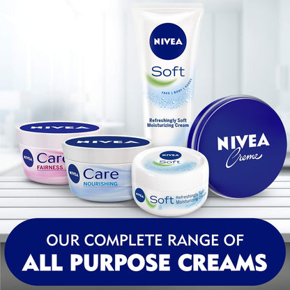 Revitalize Your Skin with Nivea Care Intensive Moisture Cream for Body and Face - Pack of 4 (4 x 50 ml) - Quick Absorption, Fragrance-Free Formula