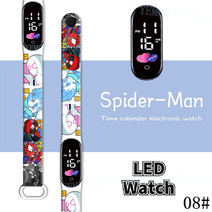 Disney Spider Man Children'S Cartoon Anime Character Luminous Bracelet Watch LED Touch Waterproof Clock Sports Gifts Christmas H