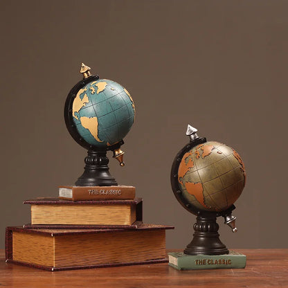 American Retro Decoration Globe Living Room TV Cabinet Foyer Stand Clock Office Decoration Desktop Decoration