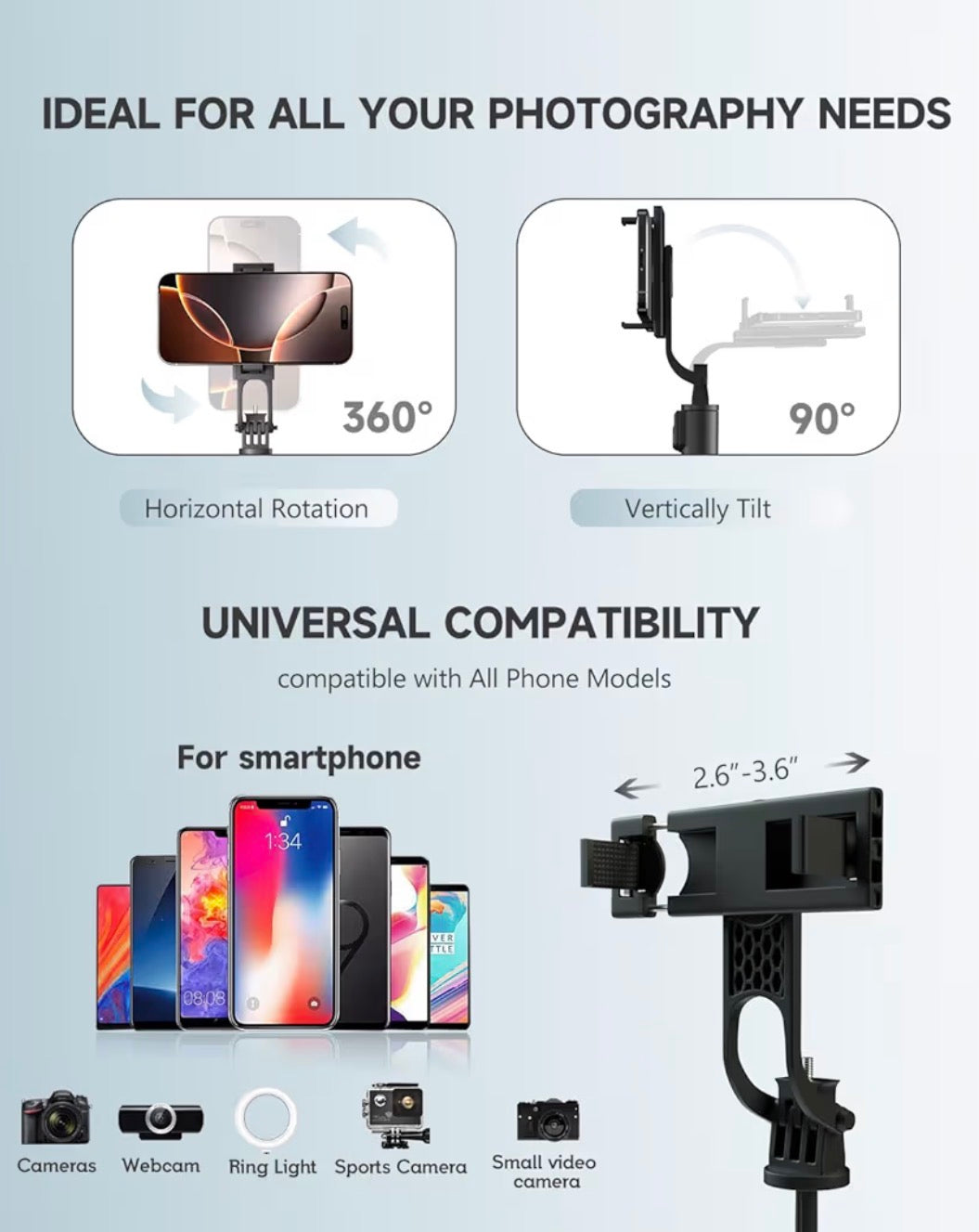 180cm Phone Tripod Selfie Stick with Wireless Remote