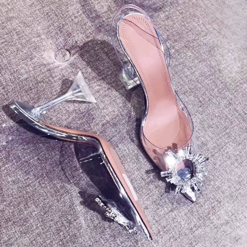 2025 Star Style Women's Green and Blue Soft PVC Slingback Sandals with Crystal Accents - Elegant Summer and Bridal Footwear