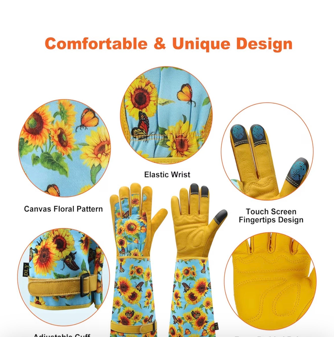 DLY Thorn-Proof Leather Gardening Gloves for Women with Forearm Protection