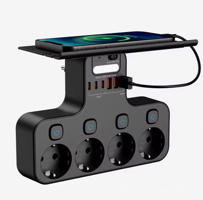 4000W EU Power Strip with USB-C and Smart Night Light