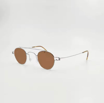 Retro style handmade screw free UV400 polygonal sunglasses ultra light vintage fashion double nose bridge sunnies