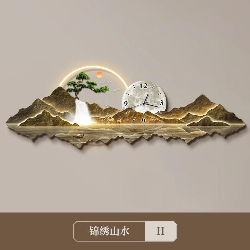 Light Luxury Clock Wall Chinese Modern Fashion Living Room Decorative Wall Watch Interior Design Horloge Murale Wall Decor