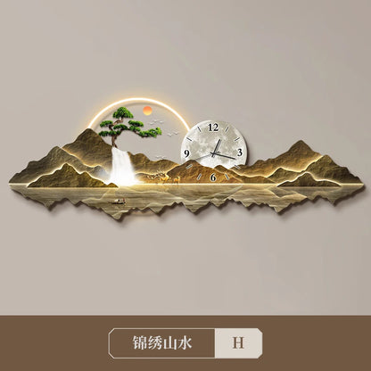 Light Luxury Clock Wall Chinese Modern Fashion Living Room Decorative Wall Watch Interior Design Horloge Murale Wall Decor