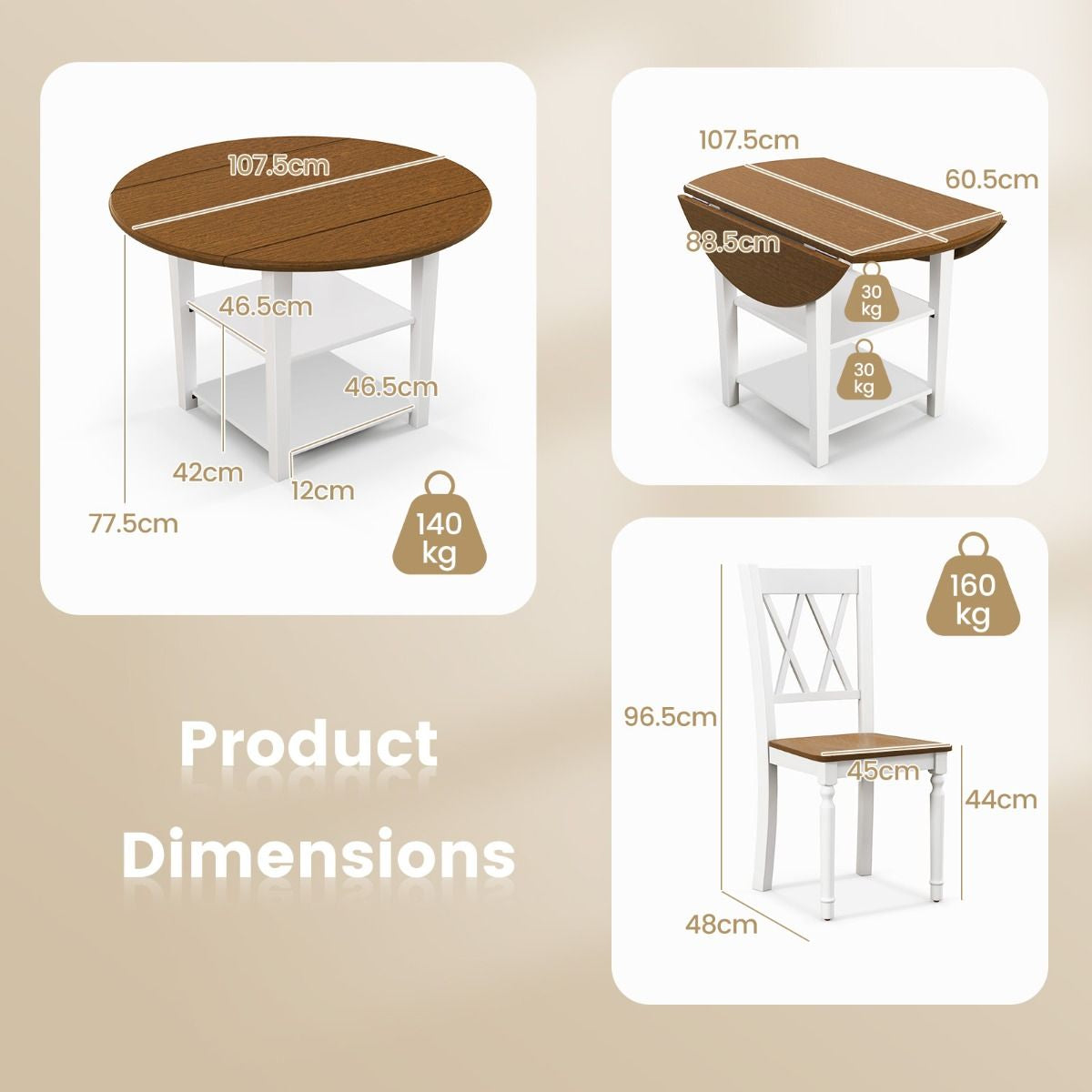 Elegant Extendable Dining Table Set with 2-Tier Storage Shelf - Complete 5-Piece Collection for Modern Dining Spaces