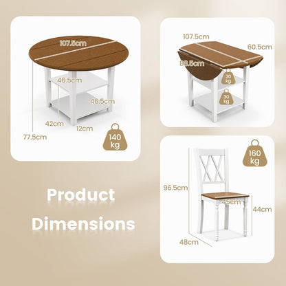 Elegant Extendable Dining Table Set with 2-Tier Storage Shelf - Complete 5-Piece Collection for Modern Dining Spaces