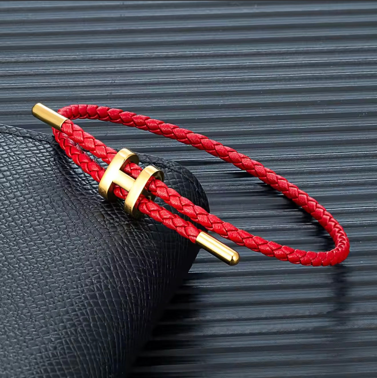 MKENDN Adjustable 3mm Red Braided Leather Bracelet for Men & Women Stainless Steel Jewelry Classic Simple Unisex Couple Gift