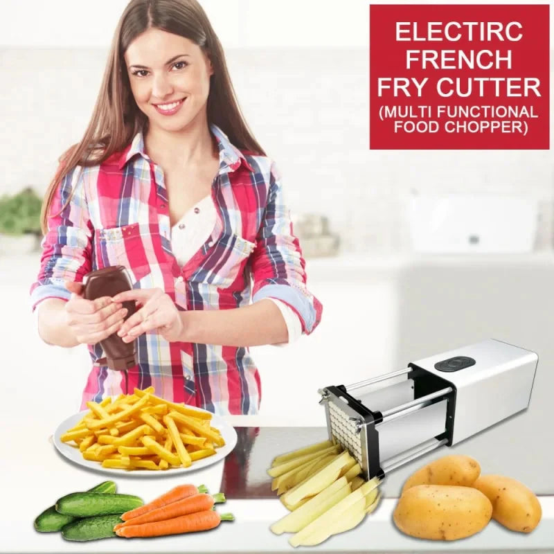 Kitchen Gadget Electric French Fry Cutter with Blades Stainless Steel Vegetable Potato Carrot for Commercial Household