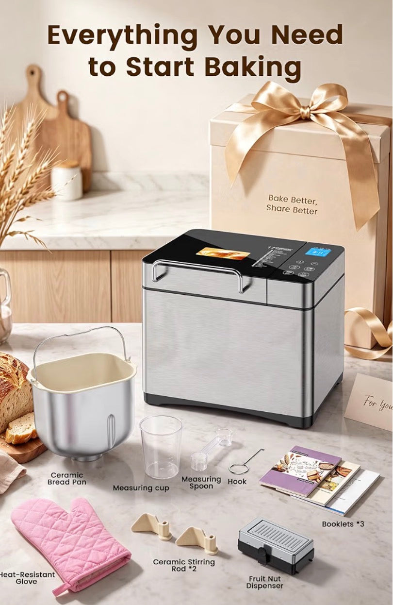 2.2LB Bread Maker Machine 710W | 17 Programmes & Ceramic Pan