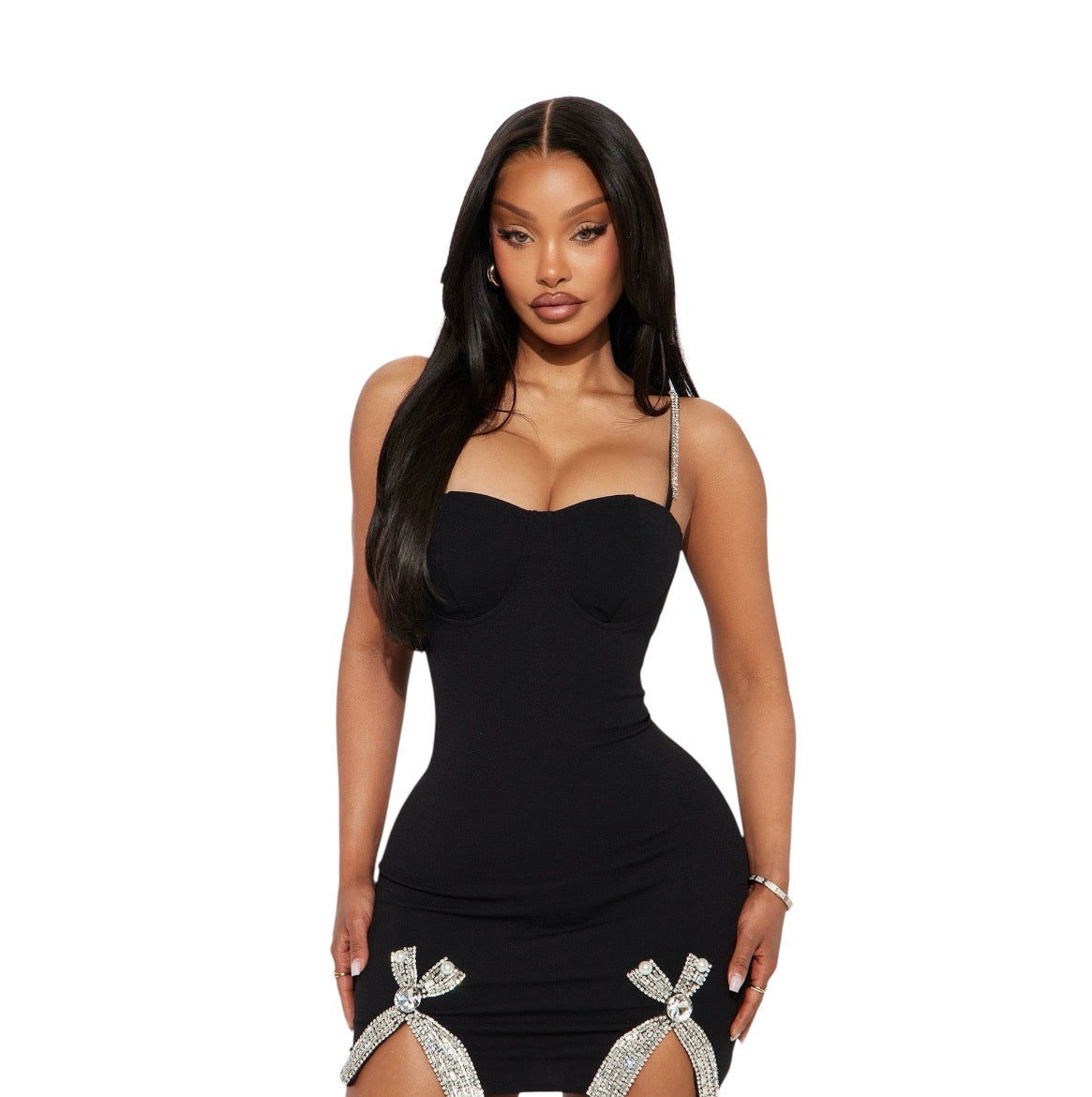 Urielle Bow Mini Dress Black