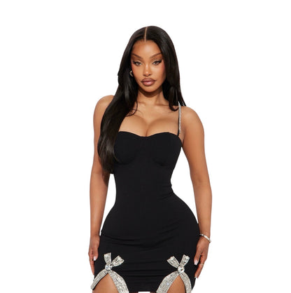 Urielle Bow Mini Dress Black