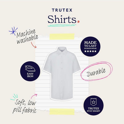 Trutex Boys’ White Short Sleeve School Shirts 2 Pack