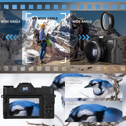 4K Digital Video Camera with 48MP Photography, Compact Vlogging Camcorder with Flip Screen and Autofocus