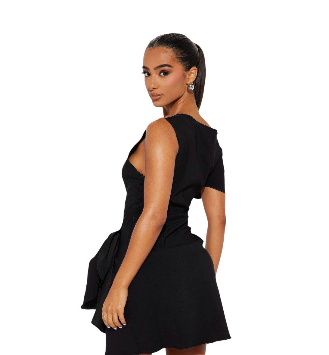 Feel The Vibe Ruched Mini Dress Black