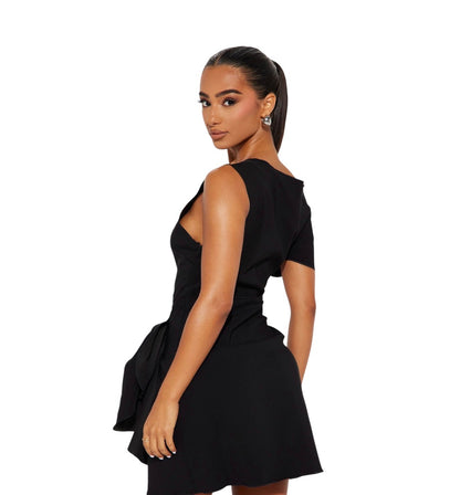 Feel The Vibe Ruched Mini Dress Black