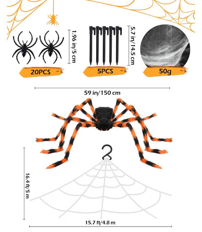 Halloween Decorations Set | Orange Spider Balloons, Banners & Streamers