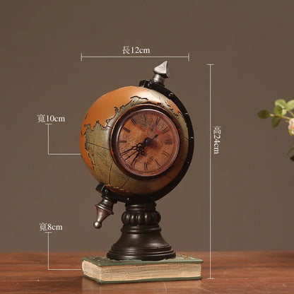 American Retro Decoration Globe Living Room TV Cabinet Foyer Stand Clock Office Decoration Desktop Decoration
