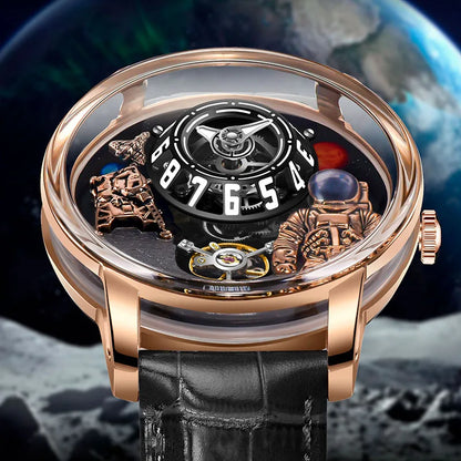 INDU Watch Men New Sace Series Unique Design Three-Dimensional Dial Arabic Numerals Luminous Sahire Mechanical Watch W2101B