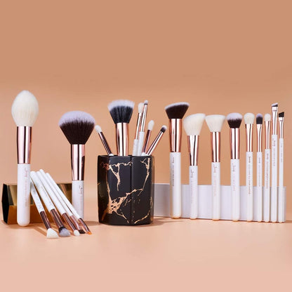 Brand 25Pcs Professional Makeup Brush Set Beauty Cosmetic Foundation Powder Blush Eyeshadow Blending Highlighter Natural-Synthetic Hair Brushes (Pearl White/Rose Gold) T215