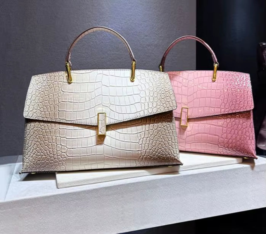 Pink Crocodile Pattern Leather Women'S Handbags Luxury Fashion Lady Shell Shoulder Crossbody Bag Top Handle Messenger Bags