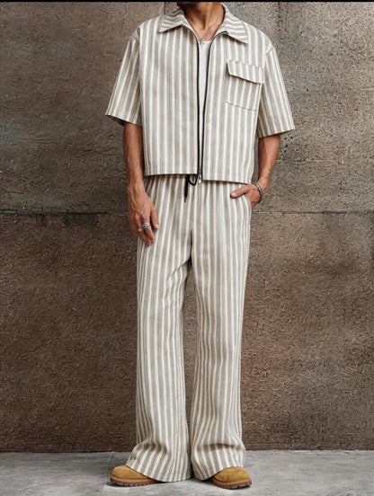 Men’s 2 Piece Striped Summer Outfit Set