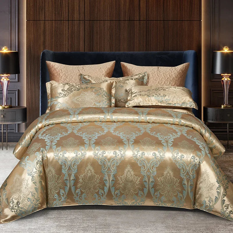 3Pcs Duvet Cover and Pillow Case Set No Filling,European Light Luxury Type Skin-Friendly Soft Fabric,For Family Bedroom Bedding