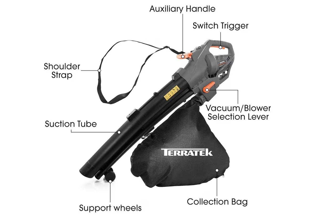 Terratek 3000W Corded Leaf Blower Garden Vacuum 3-in-1 Mulcher